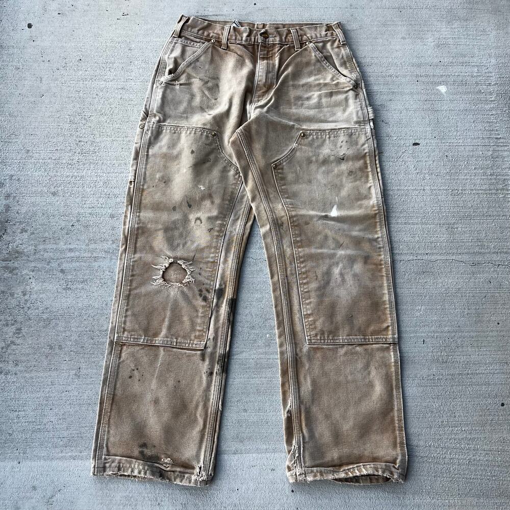 Carhartt faded brown double knee work wear carpenter pants